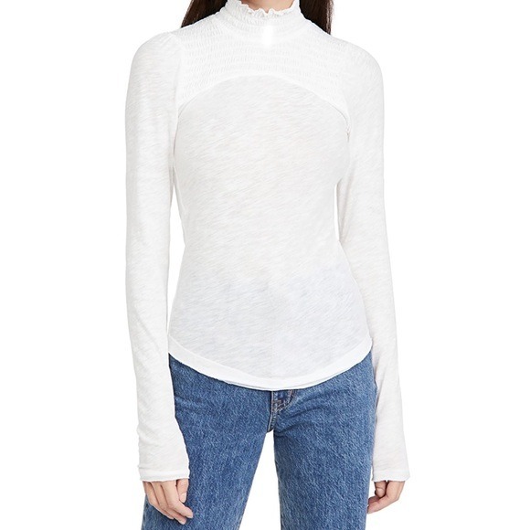 Free People Caroline Smocked Turtleneck