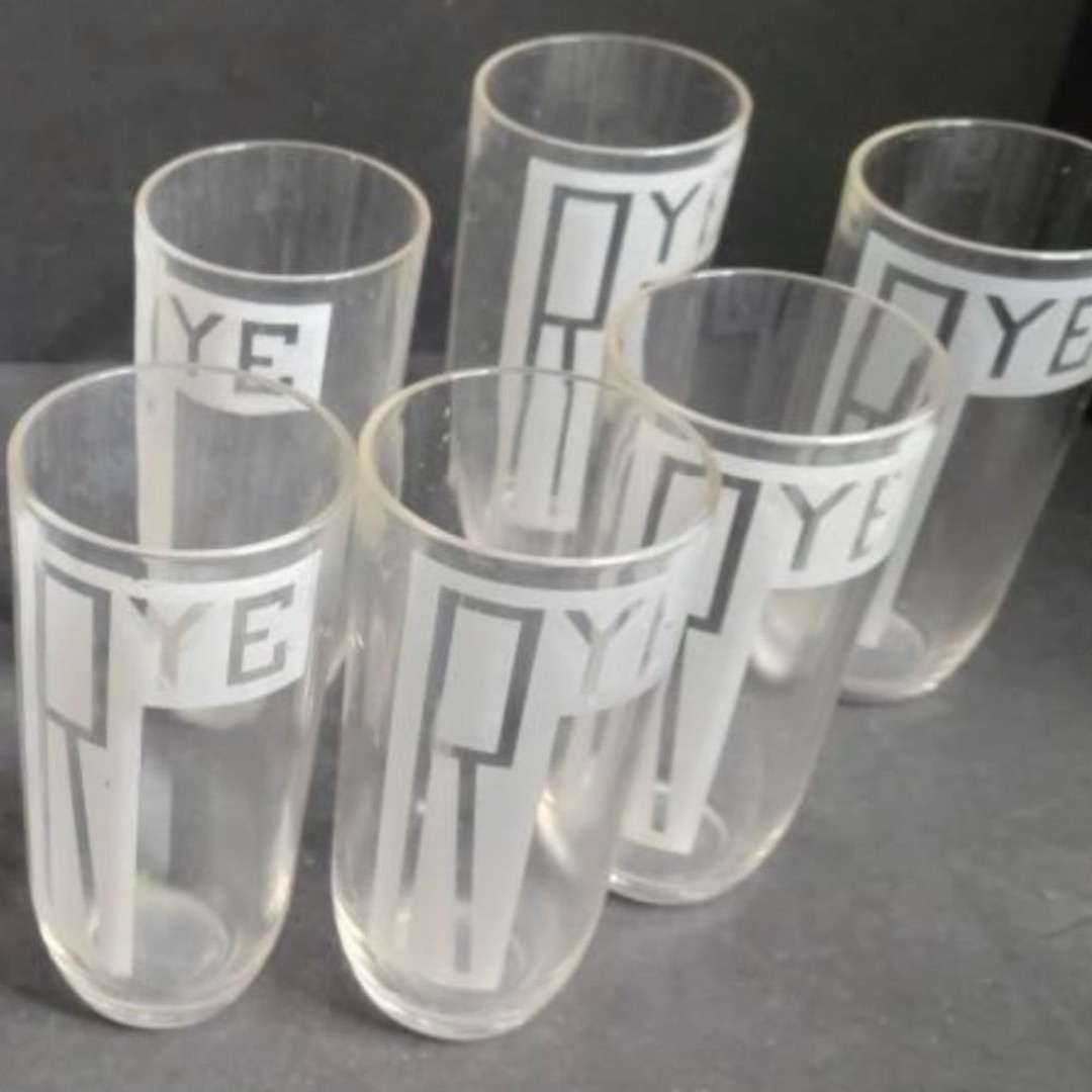 RARE Art Deco style Rye Whiskey Highball Vintage cocktail glasses Set of 6