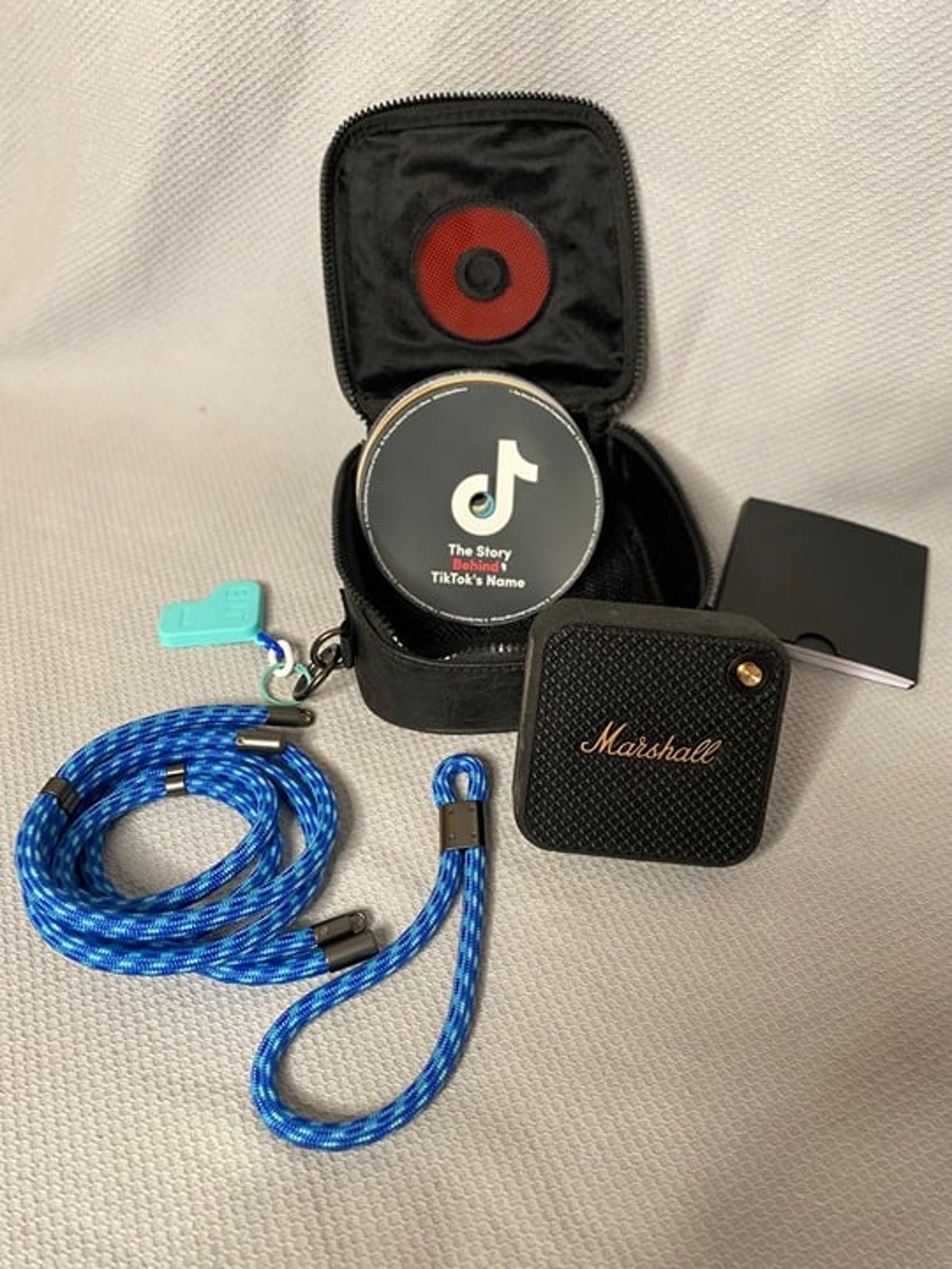 TikTok Employee Issued Marshall Bluetooth Speaker and Custom Carrying Case