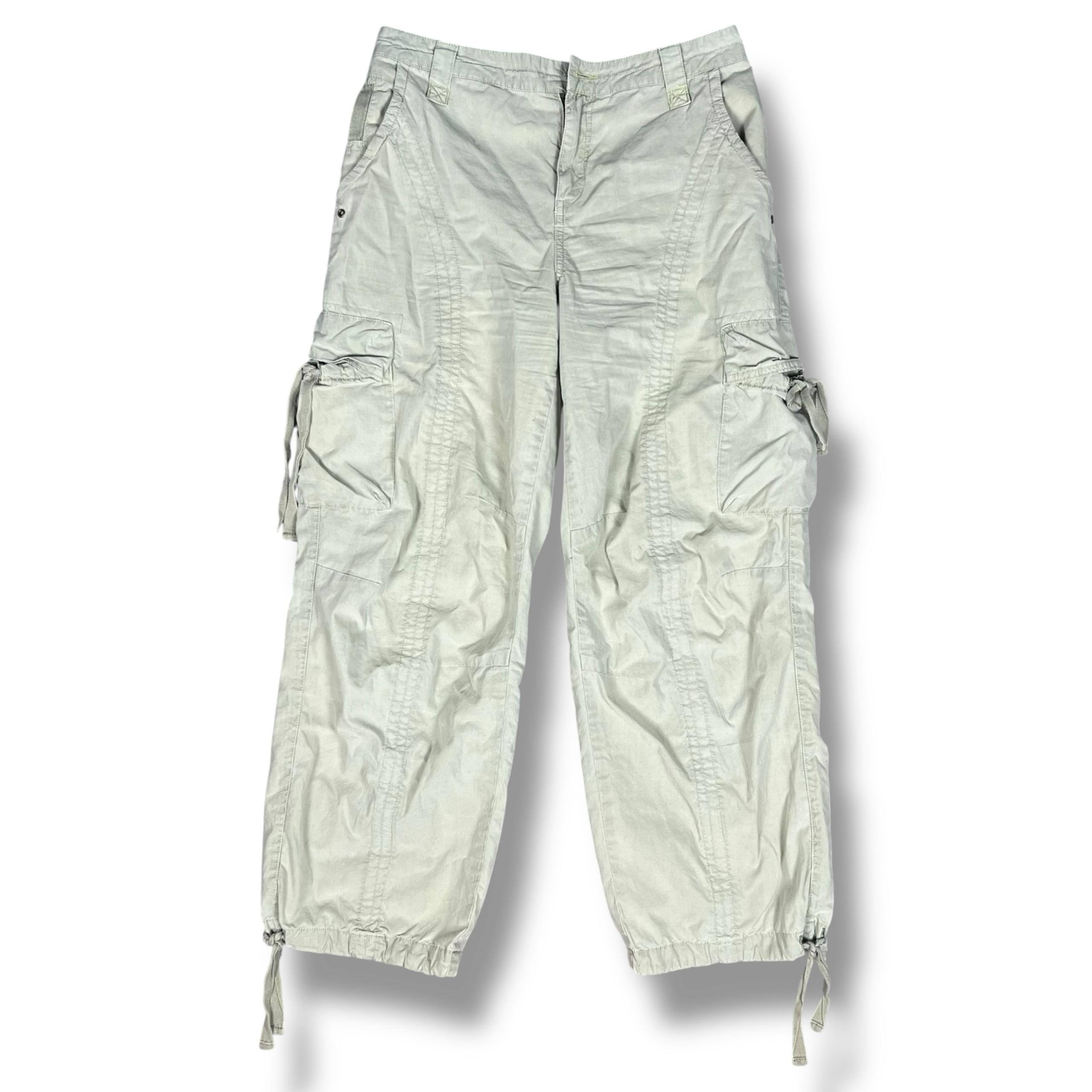by Anthropologie Utility Wide Leg Cargo Pants Cropped Green Cotton Sz 25