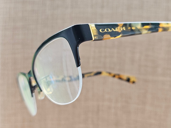 Coach Glasses Frame Half Rim Eyeglasses Satin Black/Honey Mosaic HC5078 Eyewear