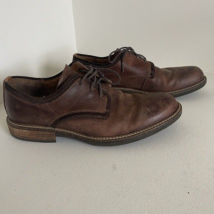 Ecco Leather Derby Lace Up Oxford Cognac Shoe Mens Size US 8 EU 42 EUC