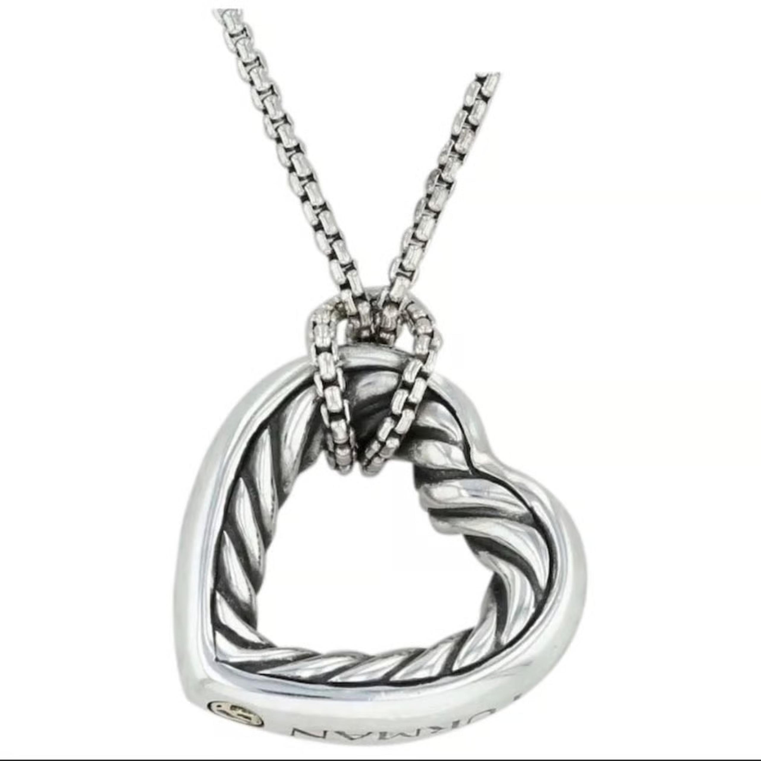 Authentic DAVID YURMAN Classic Cable Sterling Open Heart Necklace Pendant