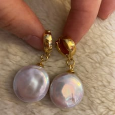 18kP huge fresh water pearl earing hoop