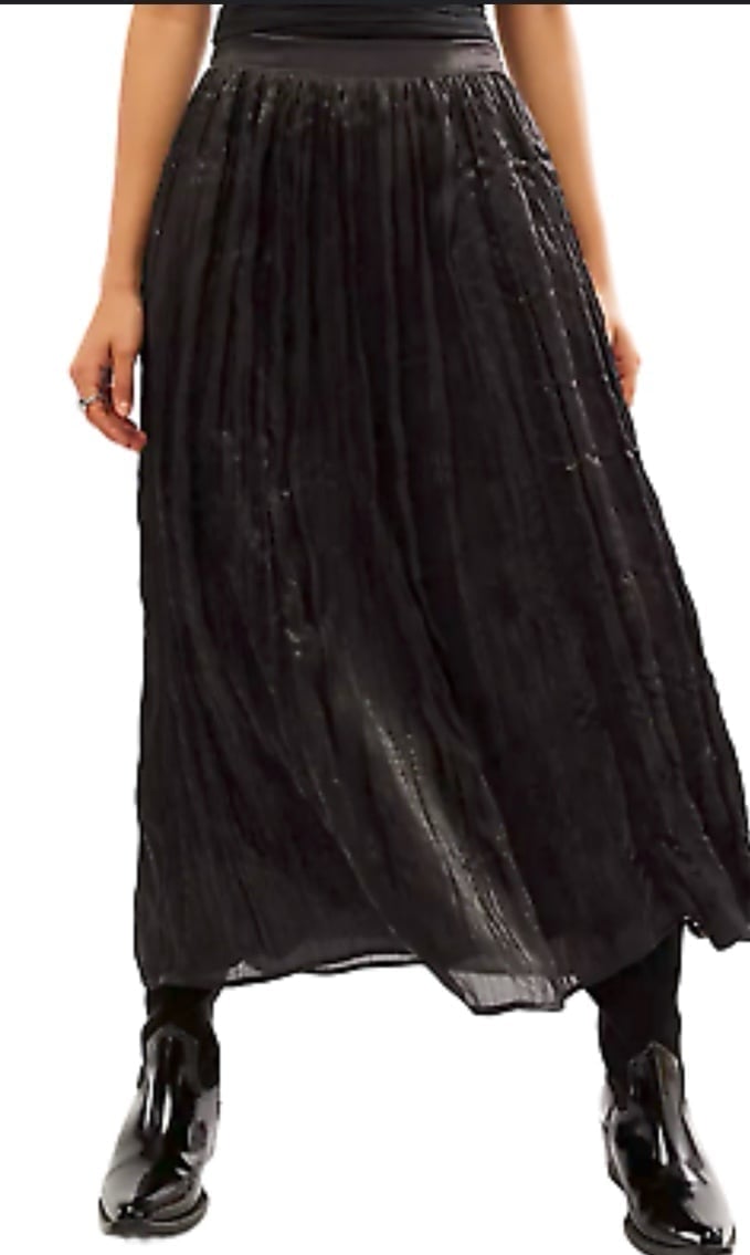 Free People Vera City pleated crinkle maxi skirt NWOT size 10