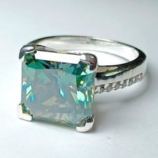AMAZING! 7.70 CTW. Radiant-cut Blue Diamond Accent Ring CERTIFIED DIAMONDS!!