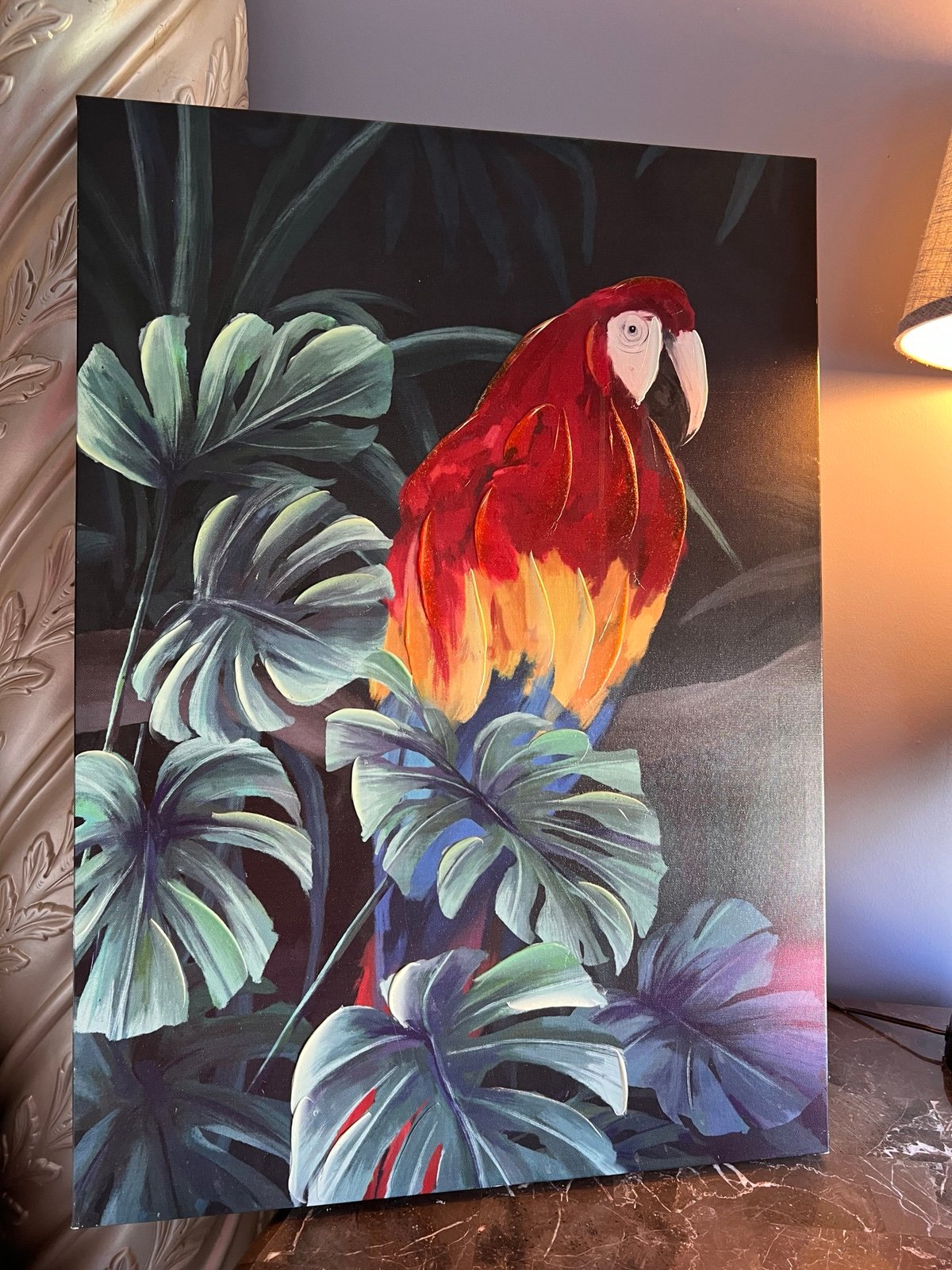 Beautiful art New tropical painting parrot bird