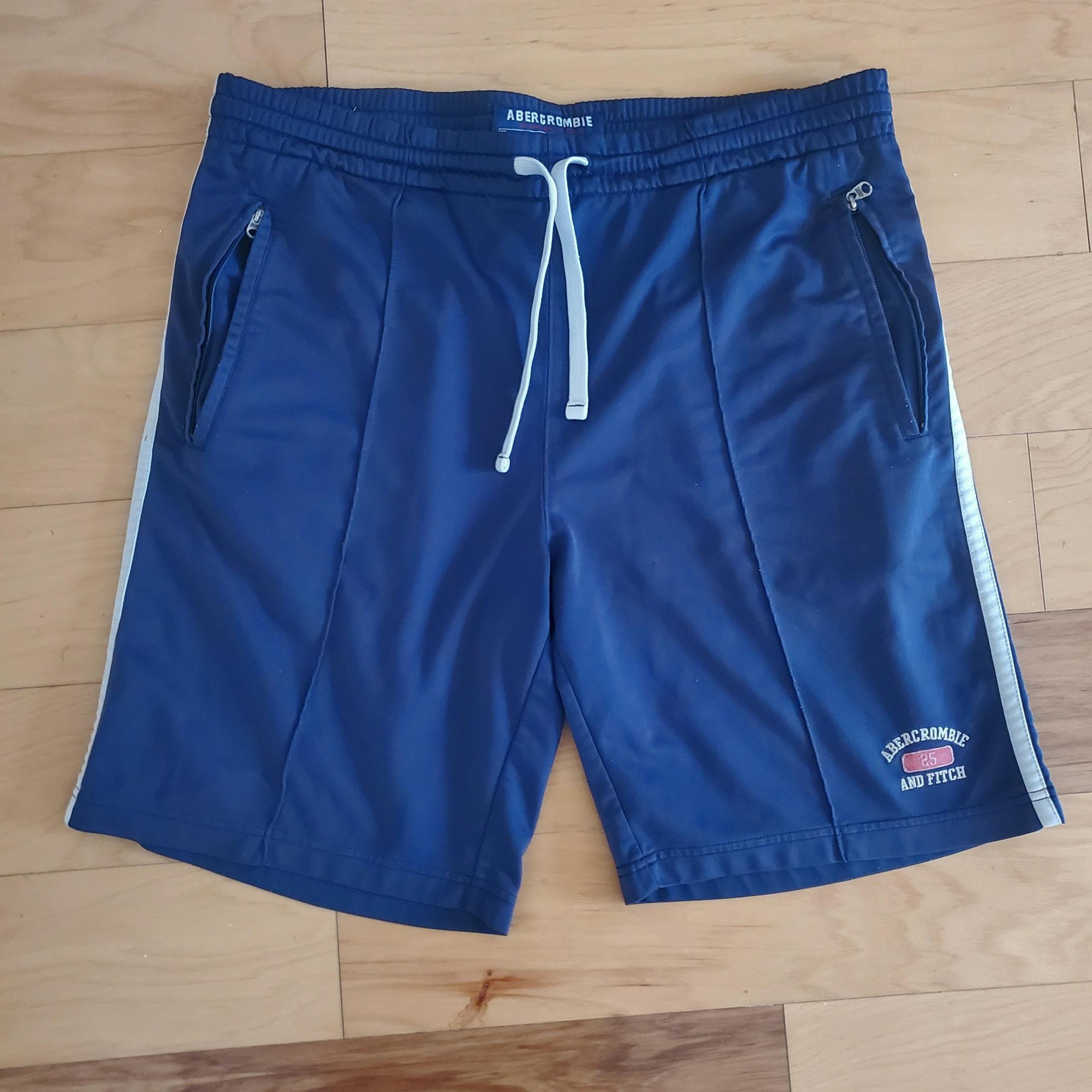 Abercrombie Fitch Blue Adjustable Shorts Men Size Large, 2 Zippers