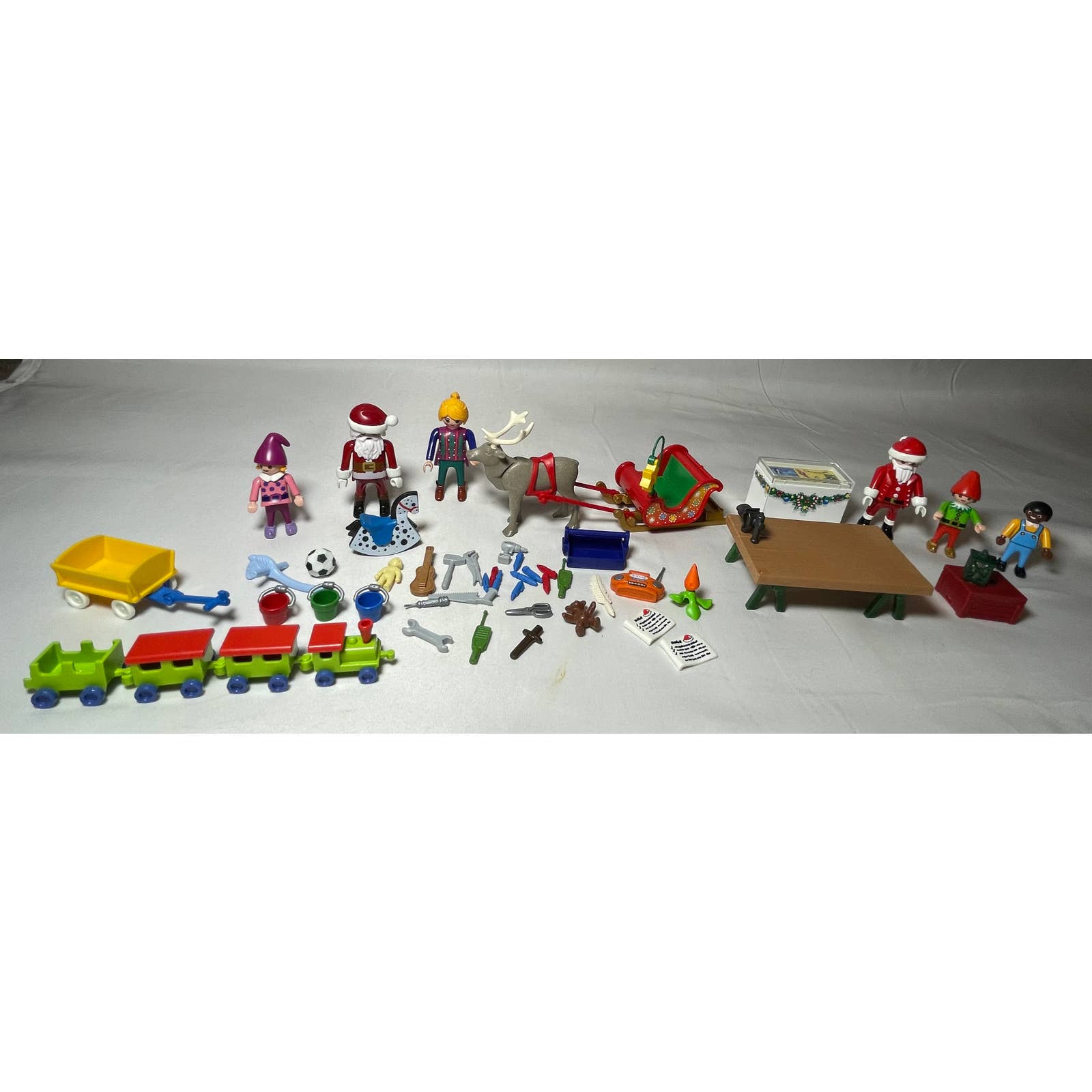 Playmobil Big Lot of Christmas Santa, Elves, Sleigh, Toys, Reindeer, Lantern