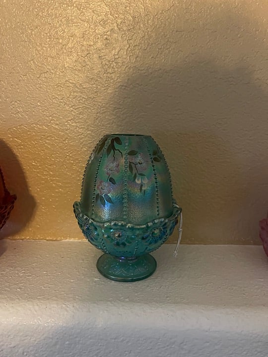 Fenton Glass Hand Painted Green