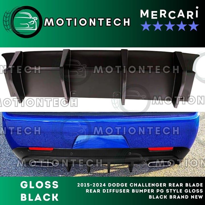 For 2015-2024 Dodge Challenger Rear Blade Rear Diffuser Bumper PG Gloss Black