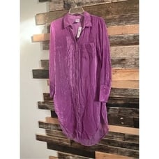 Anthropologie Akemi + Kin NWT Purple shire Velvet Striped Tunic Duster Sz S