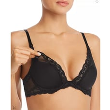 Natori Maternity Lace Plunge Underwire Nursing Bra in Black Size 38D NWOT