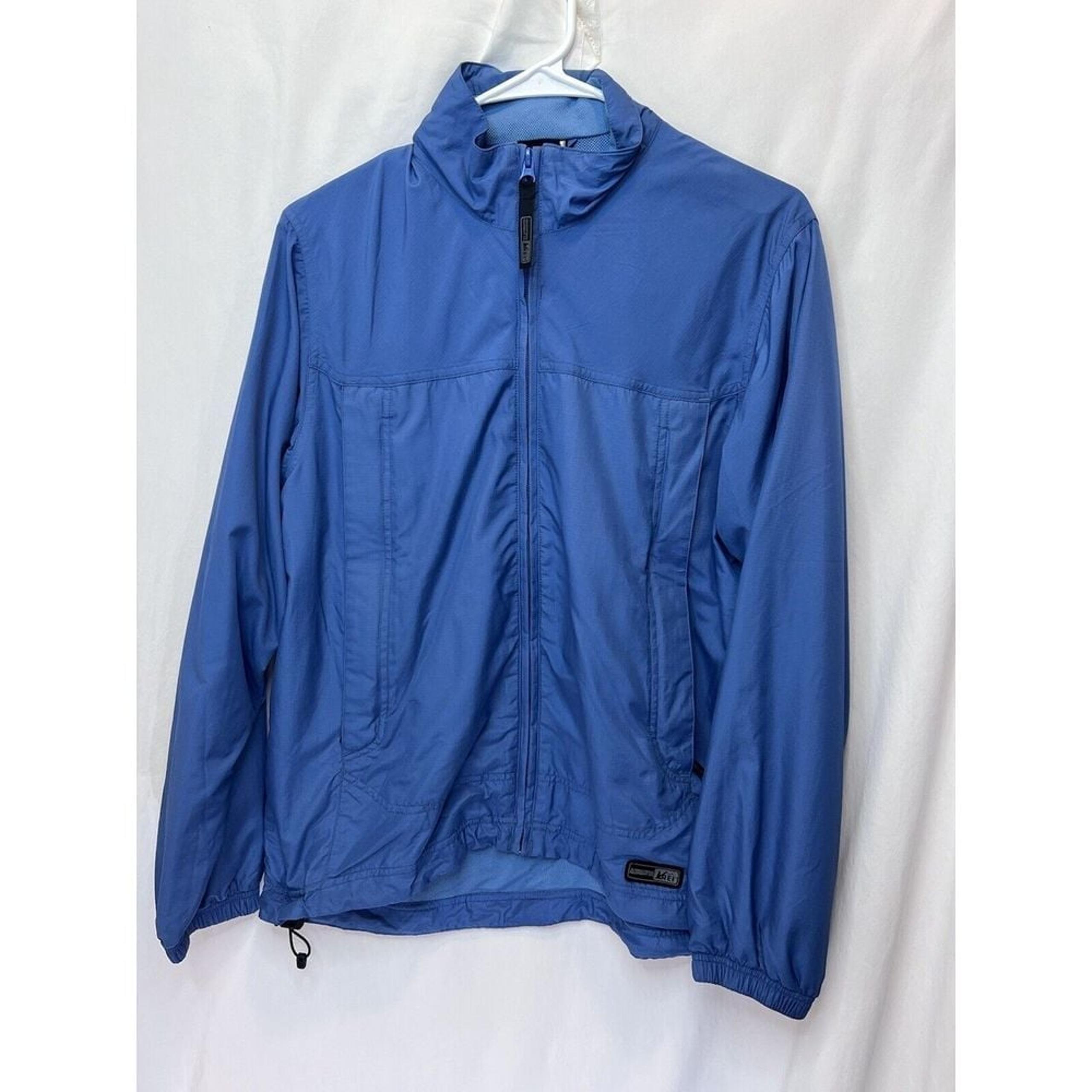 REI Jacket Womens Small Blue Lightweight Full Zip Hooded Outdoors Ladies
