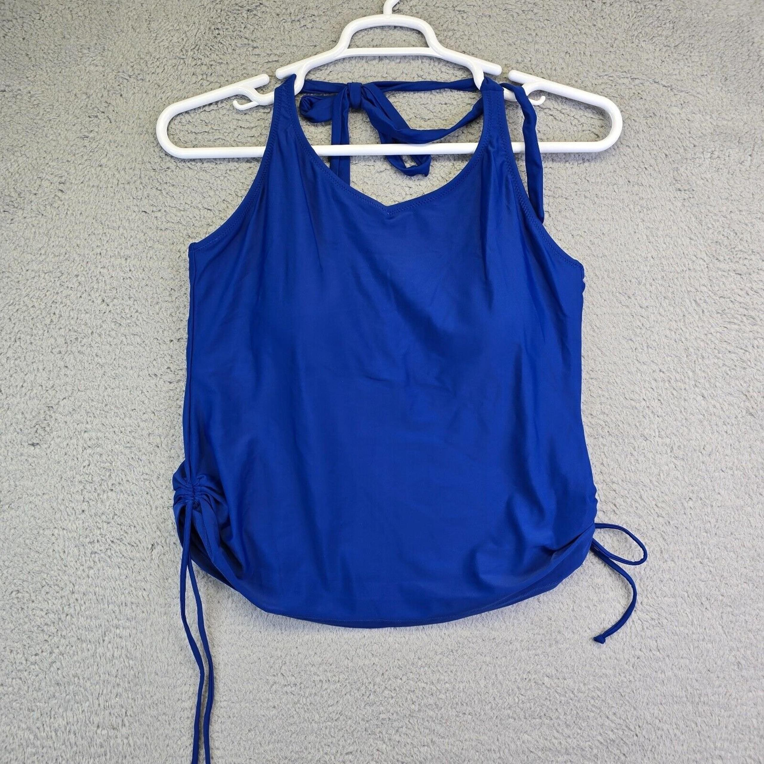 Calypsa by Modli Bathing Suit Top Women's XL Blue Halter Maya Swim Top NEW