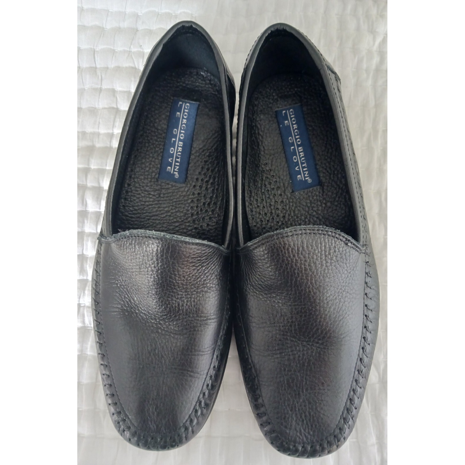 Giorgio Brutini LE Glove Black Pebbled Leather Loafers Size 8 D #670221 EUC!