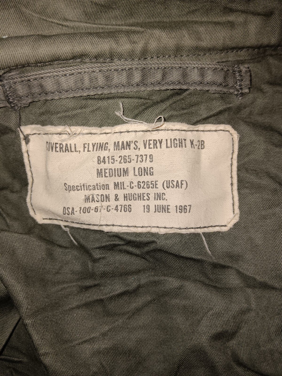 Vintage ‘67 USAF Mason & Hughes Coverall Flight Flying Suit K-2B M Long