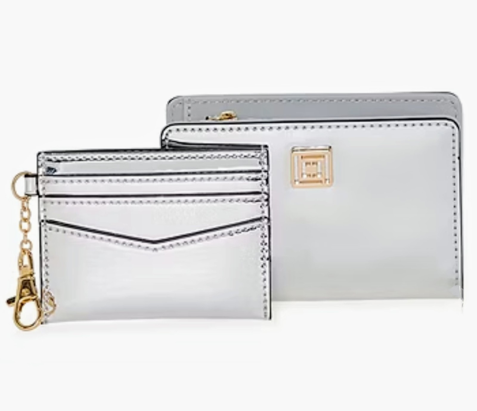 NWT LIZ CLAIBORNE 2 pc. Wallet and Cardholder Silver Metallic
