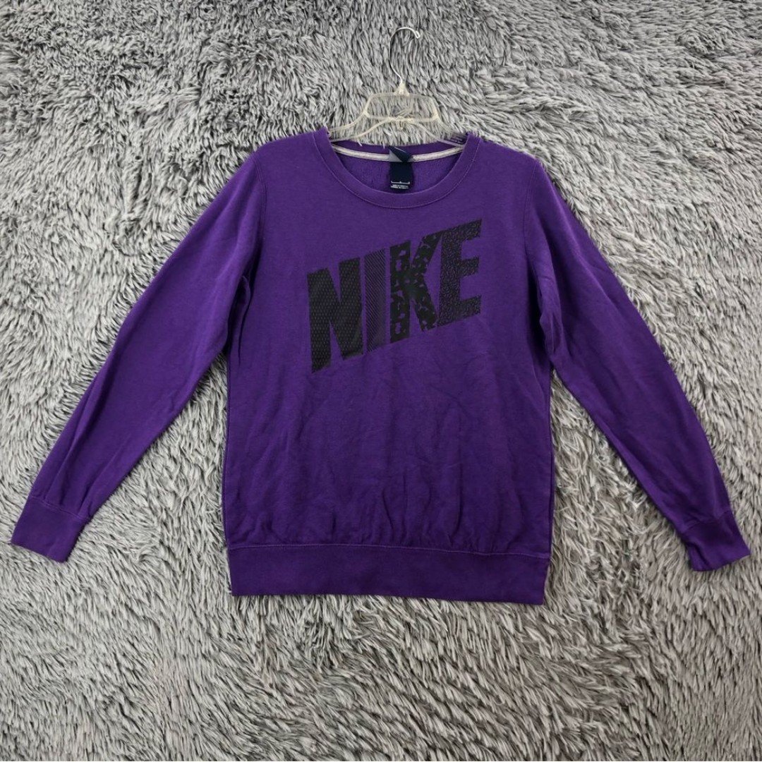 Nike Womens Large Spellout Purple Black Lightweight Sweatshirt