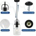 Black Industrial Pendant Light Fixtures,Clear Glass Shade Pendant Lighting,Vinta