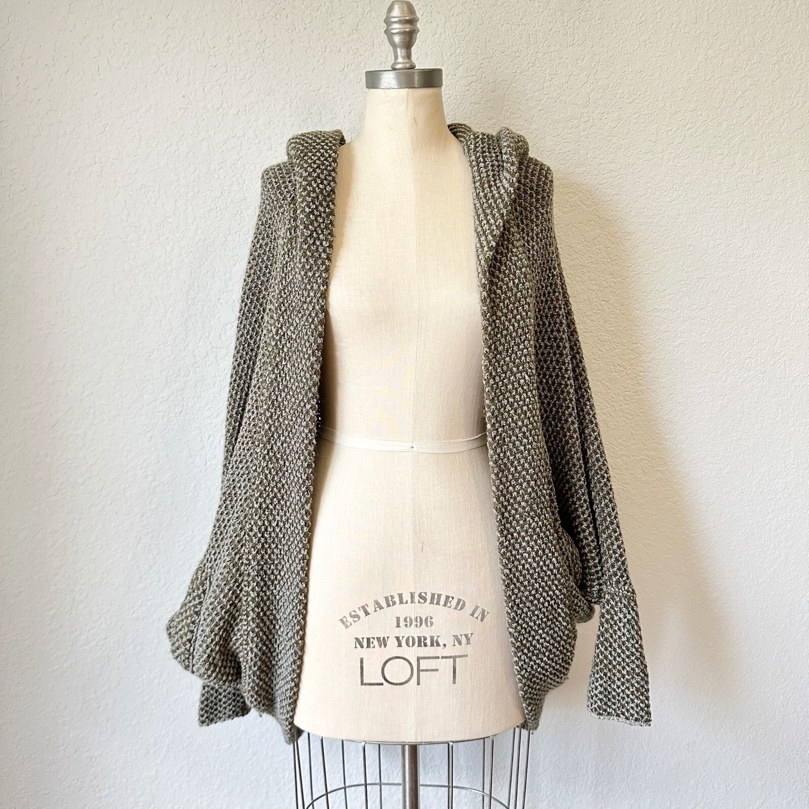 FREE PEOPLE Coco Cocoon Cardigan Taupe Textured Dolman Sleeve Hooded