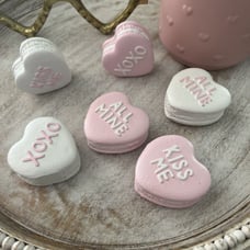Cupcakes and Cashmere Valentines Day Pink conversation macaroon hearts