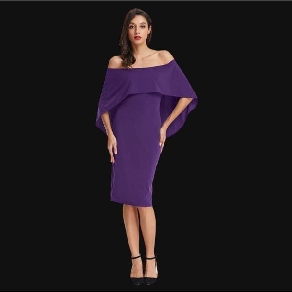 Grace Karin Sleeveless Off Shoulder/Batwing Sleeves/Cape Style/Midi Dress NWT