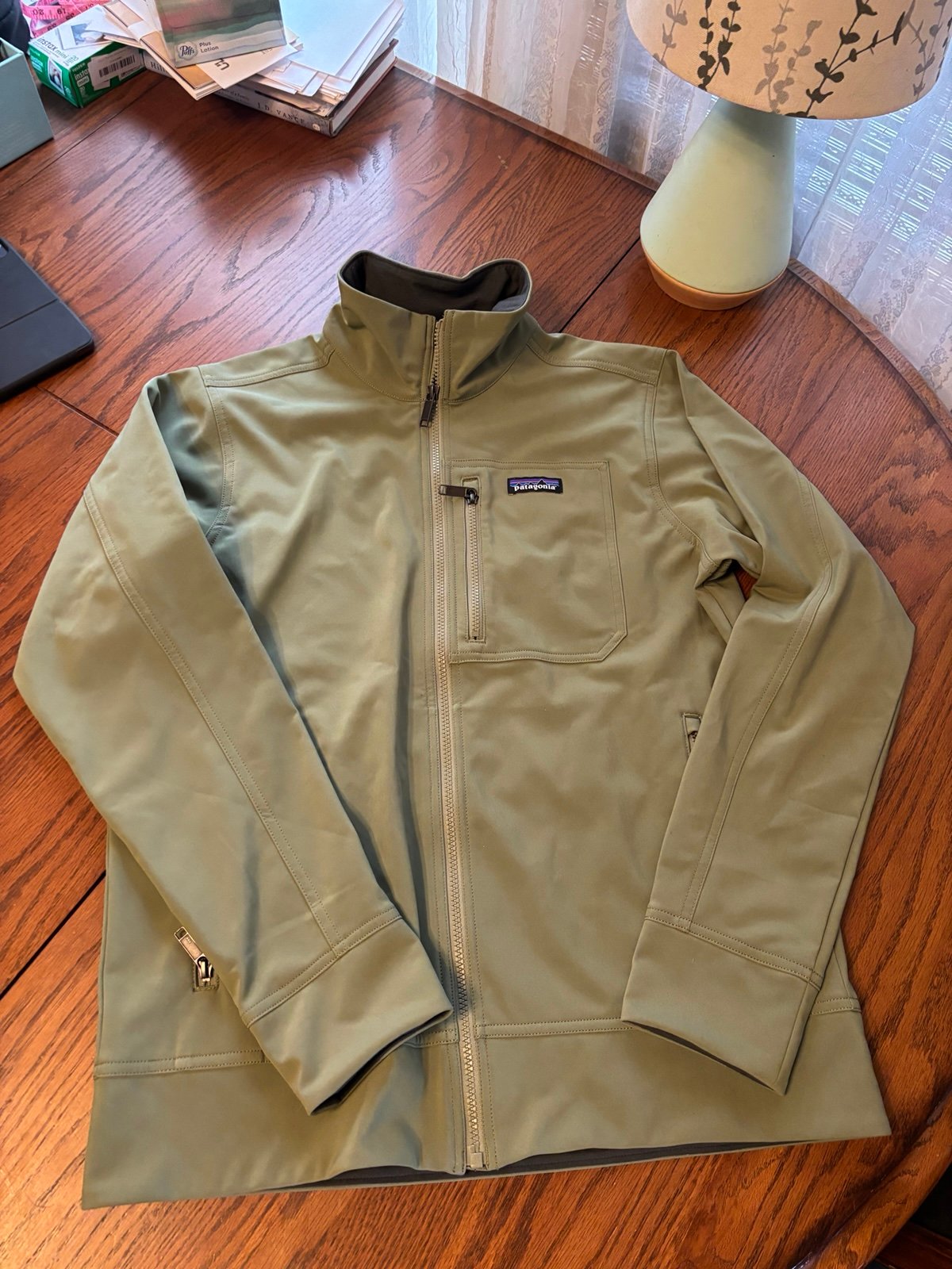 Patagonia sidesend jacket men's M green full zip softshell