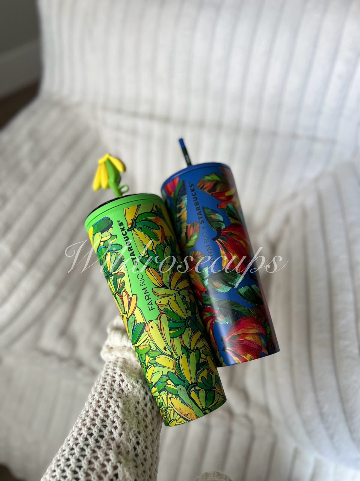 NWT Starbucks + FARM Rio ‘Banana Board’ Straw Topper Soft Touch Cold Cup Tumbler