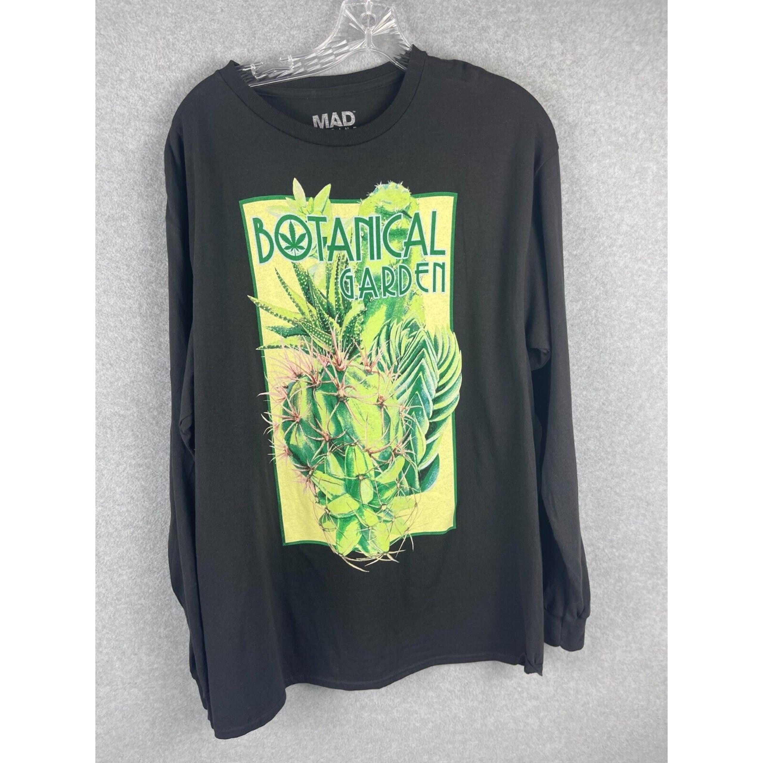 Botanical Garden Weed T Shirt Men's Size XL Black Long Sleeve NWOT - Mad Engine