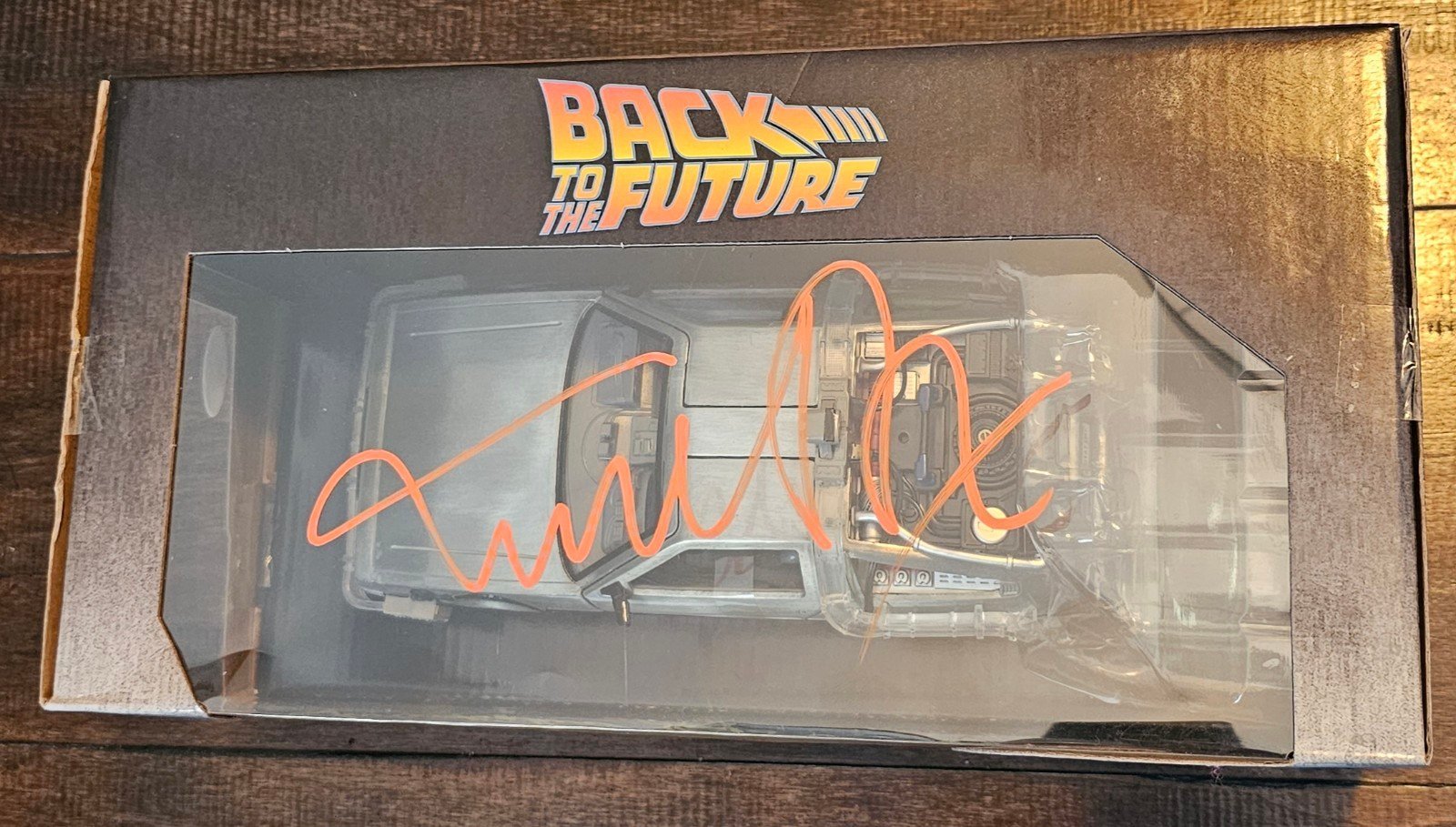 Michael J Fox and Christopher Lloyd signed Back to the Future Time Machine Die