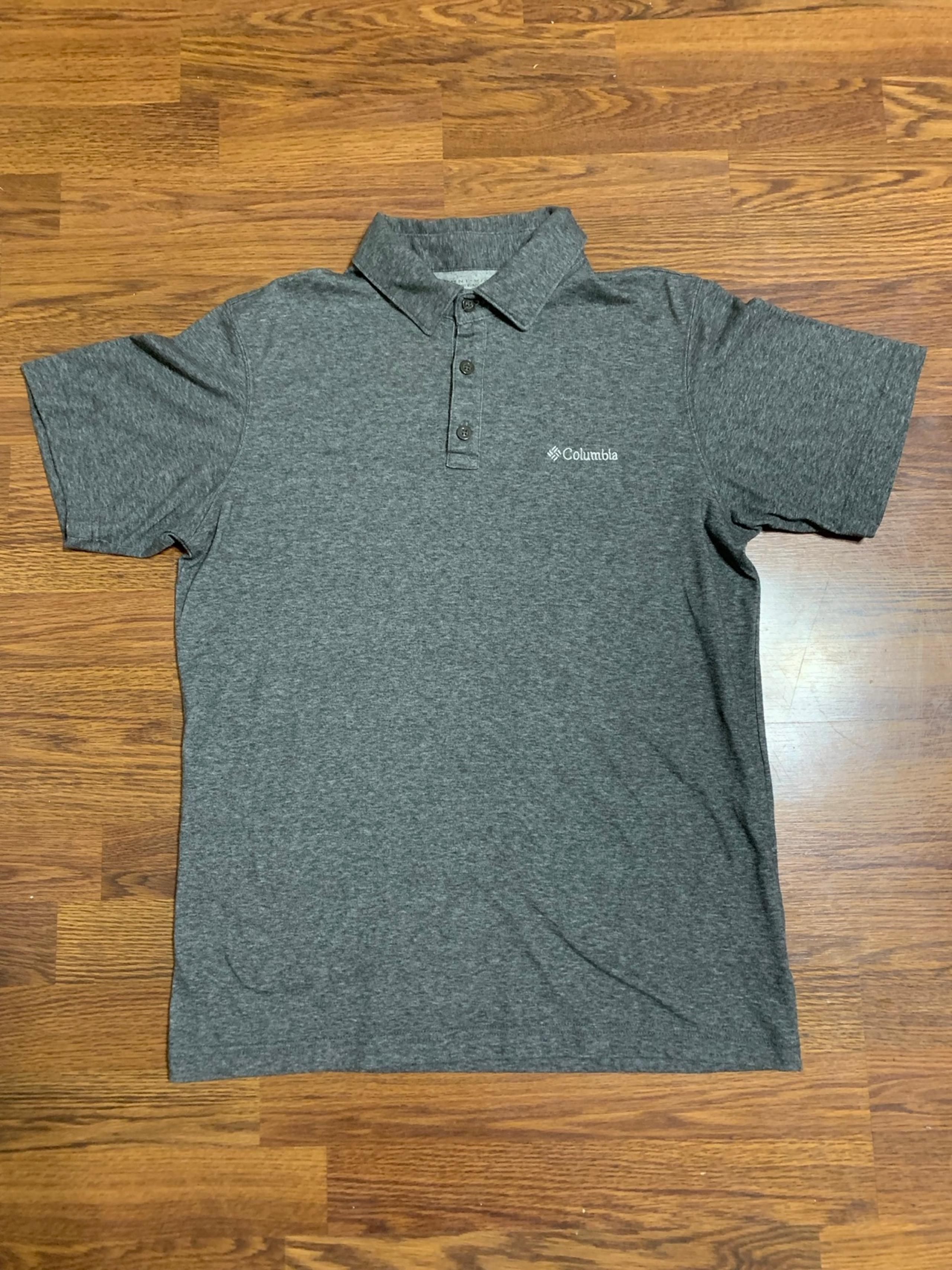 Columbia men’s charcoal gray heathered polo shirt size small sm