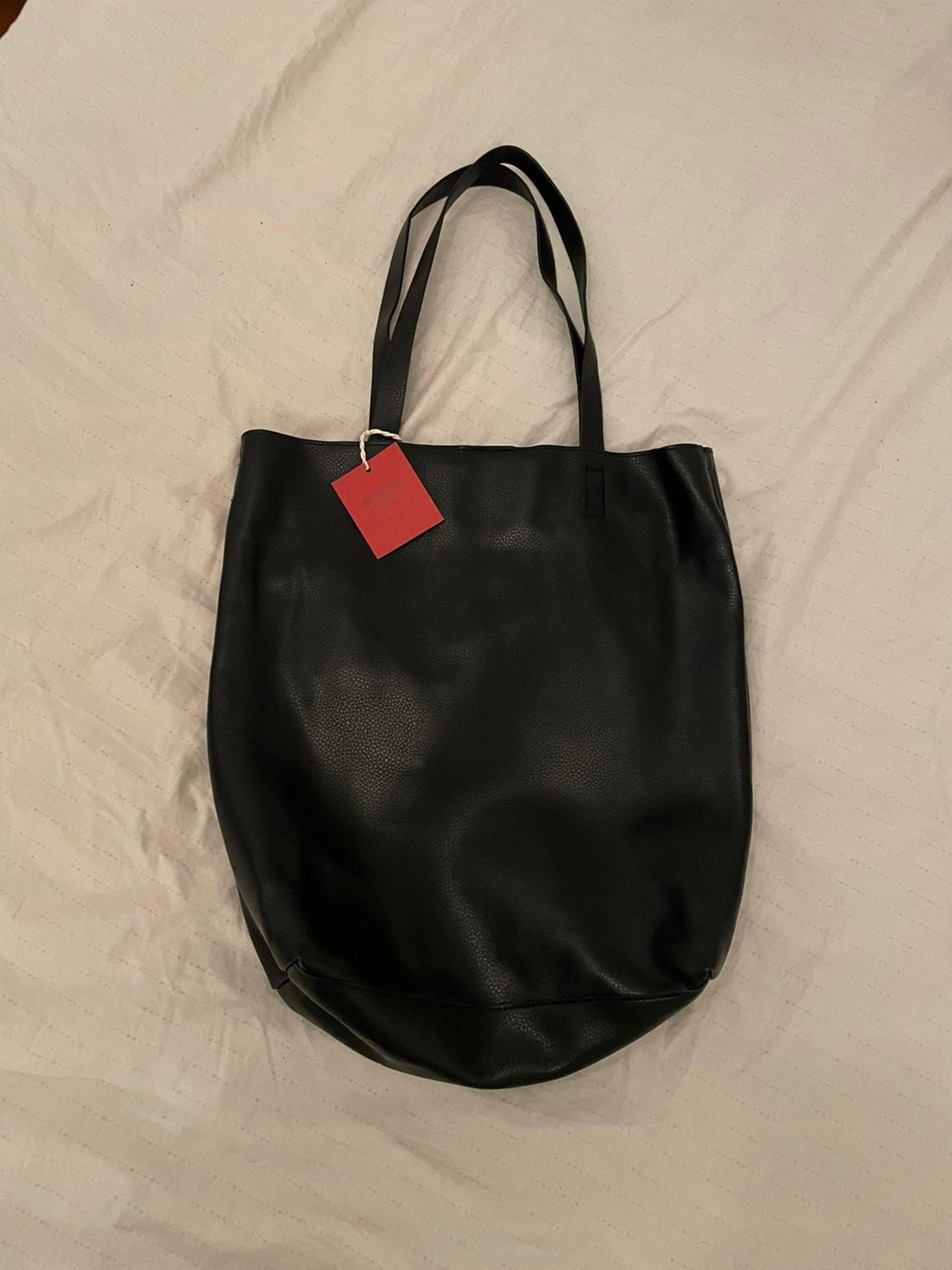 NWT Mossimo Black Faux Leather Tote Bag