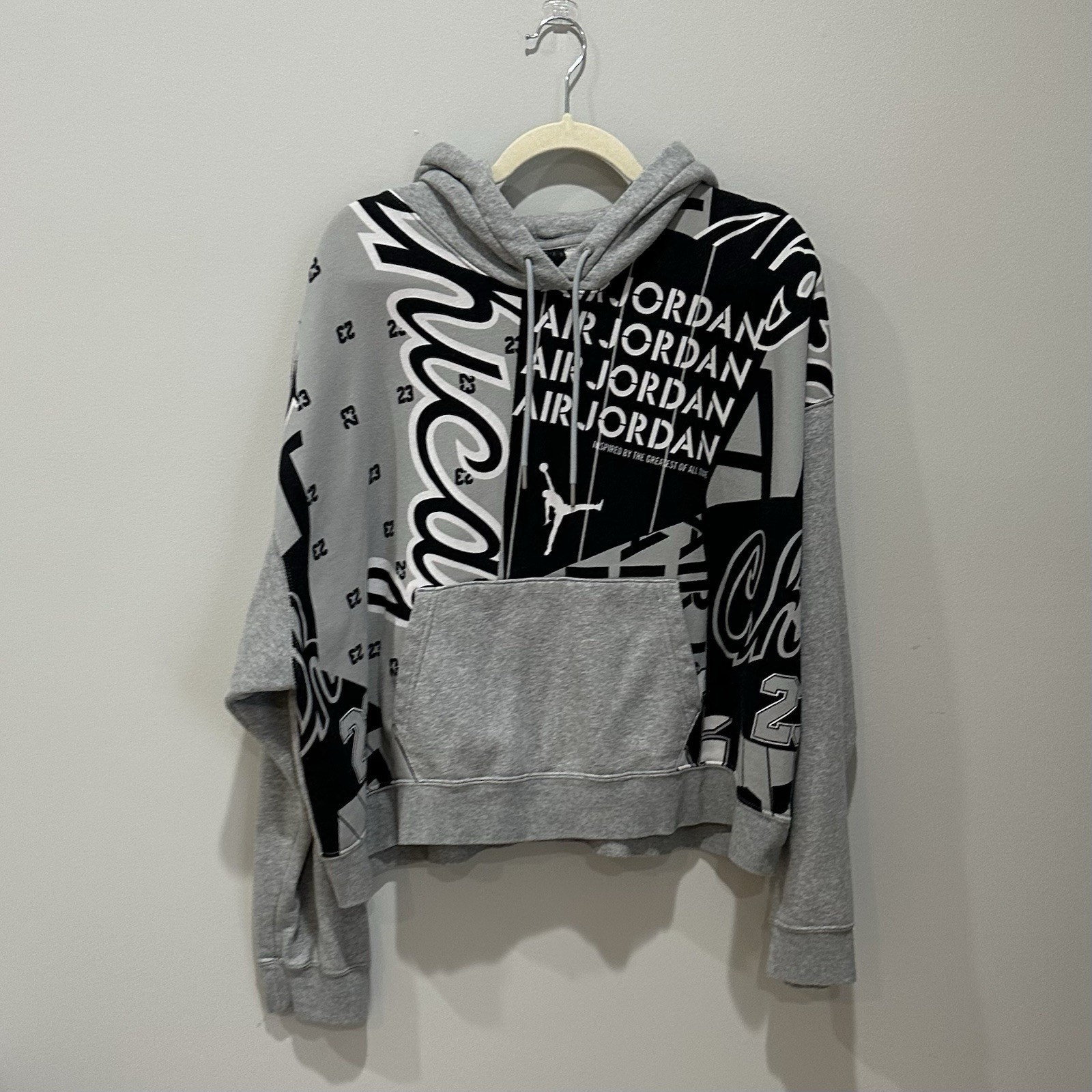 Air Jordan Jumpman All Over Print Cropped Hoodie Sweatshirt Womens 1XLoose Fit