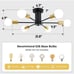 Modern Sputnik Chandeliers,6 Light Ceiling Light Fixture,Black and Gold Semi Flu