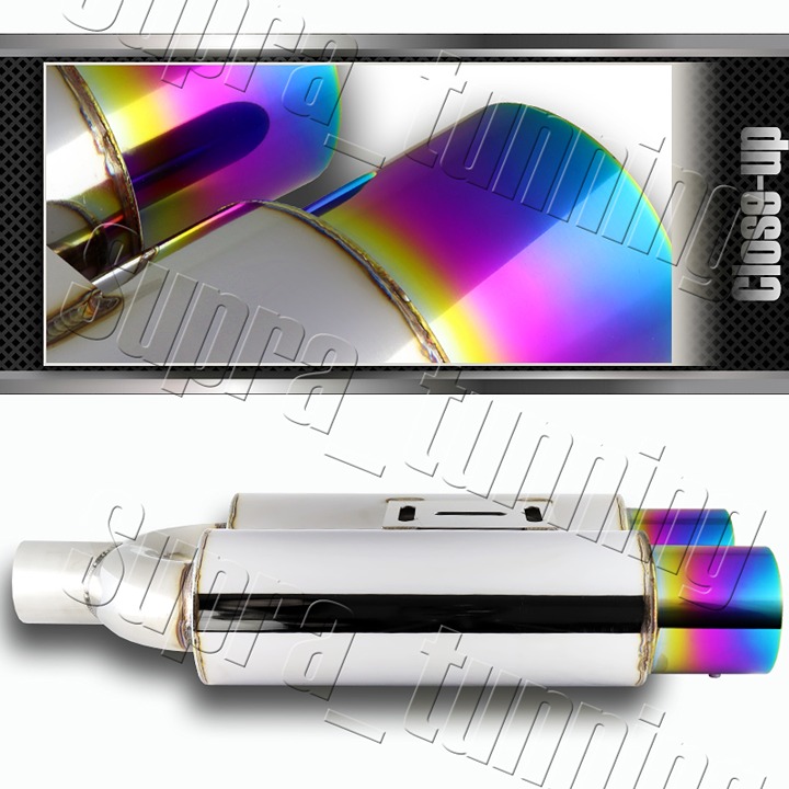 3.5 Dual Burnt Rainbow Tip T-304 Stainless Steel Weld-on Muffler 2.5 Inlet NEW