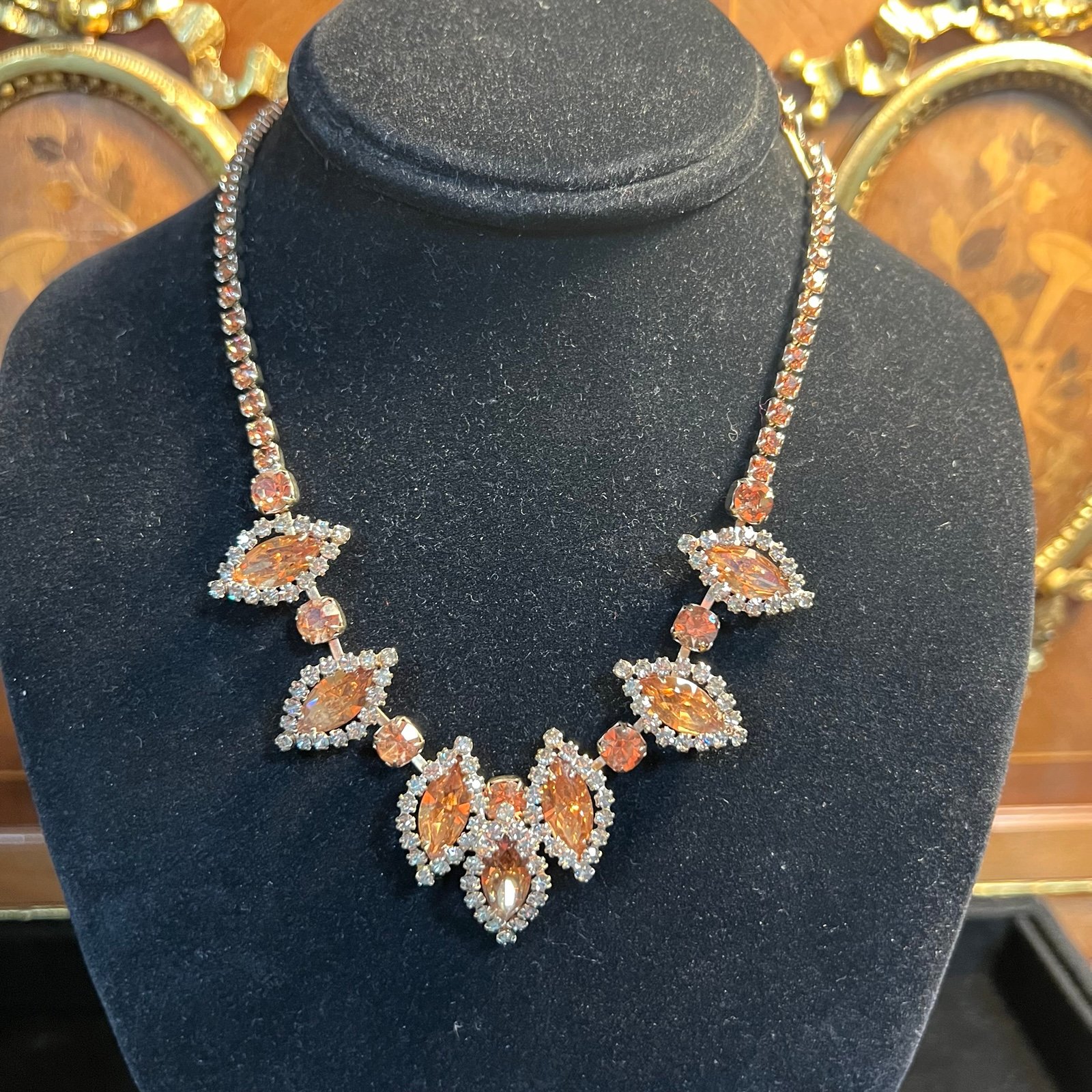 vintage rare weiss yellow rhinestone necklace