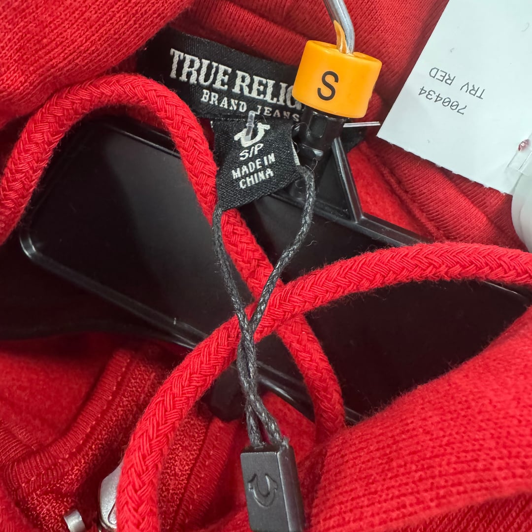 True Religion Zip Hoodie – Men's Red Buddha Sweatshirt