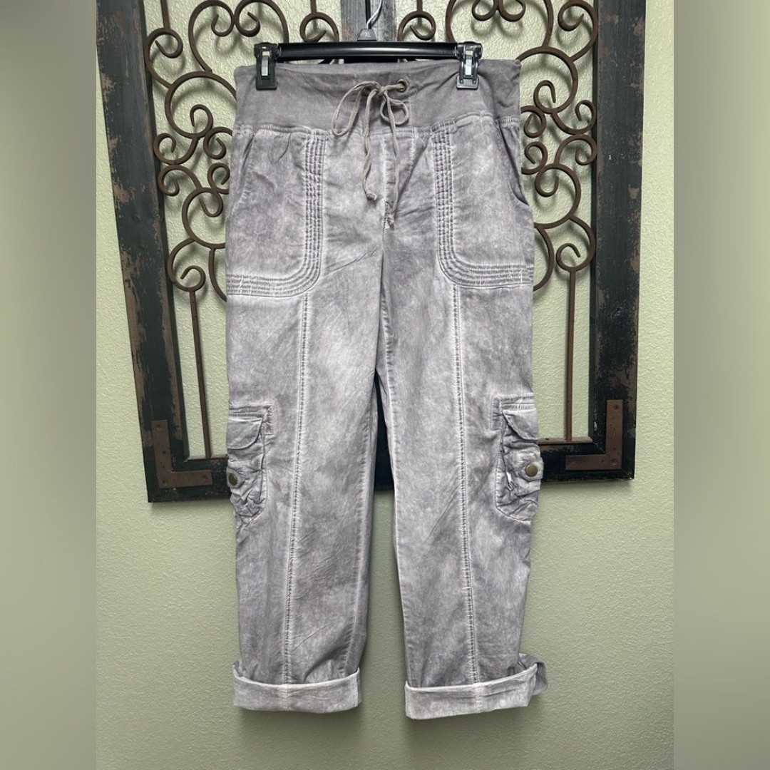 XCVI Wearables gray wash pull on cargo pants