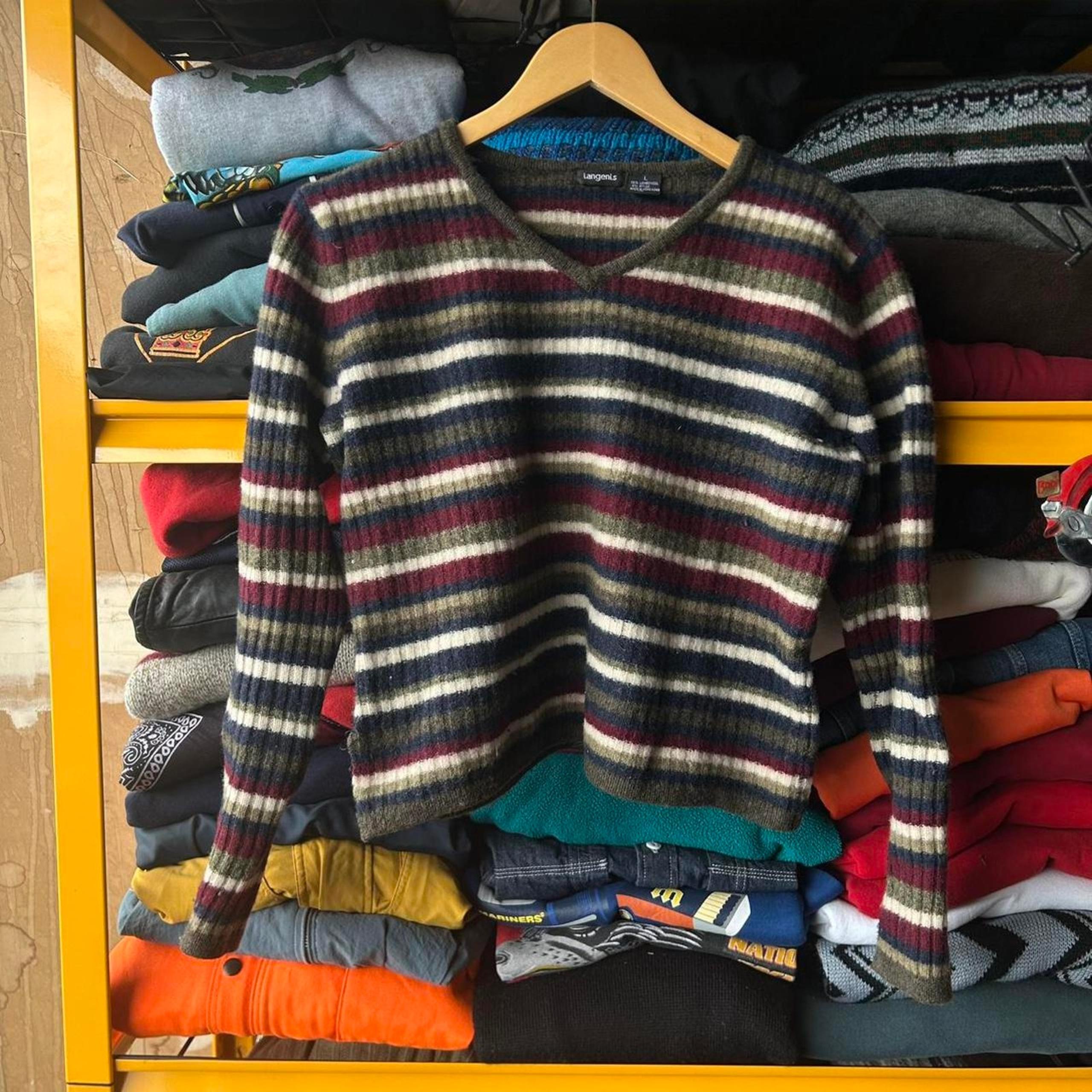 Womens lambswool tangents striped sweater