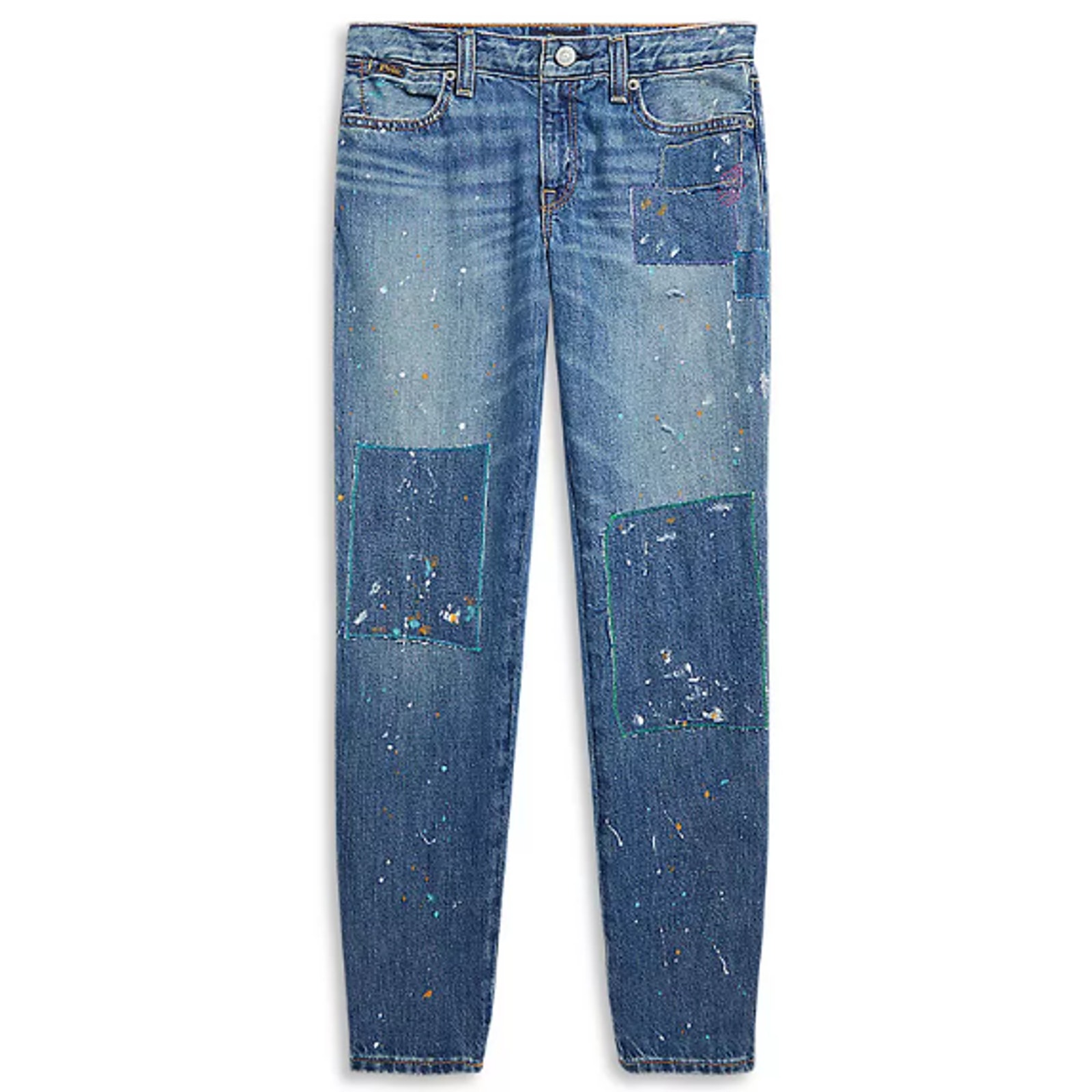 Polo Ralph Lauren Girls' Paint Print Astor Slim Boyfriend Jeans Size 6X