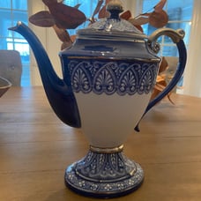 Bombay Tile Tea Coffee Pot 11.75” Blue and White