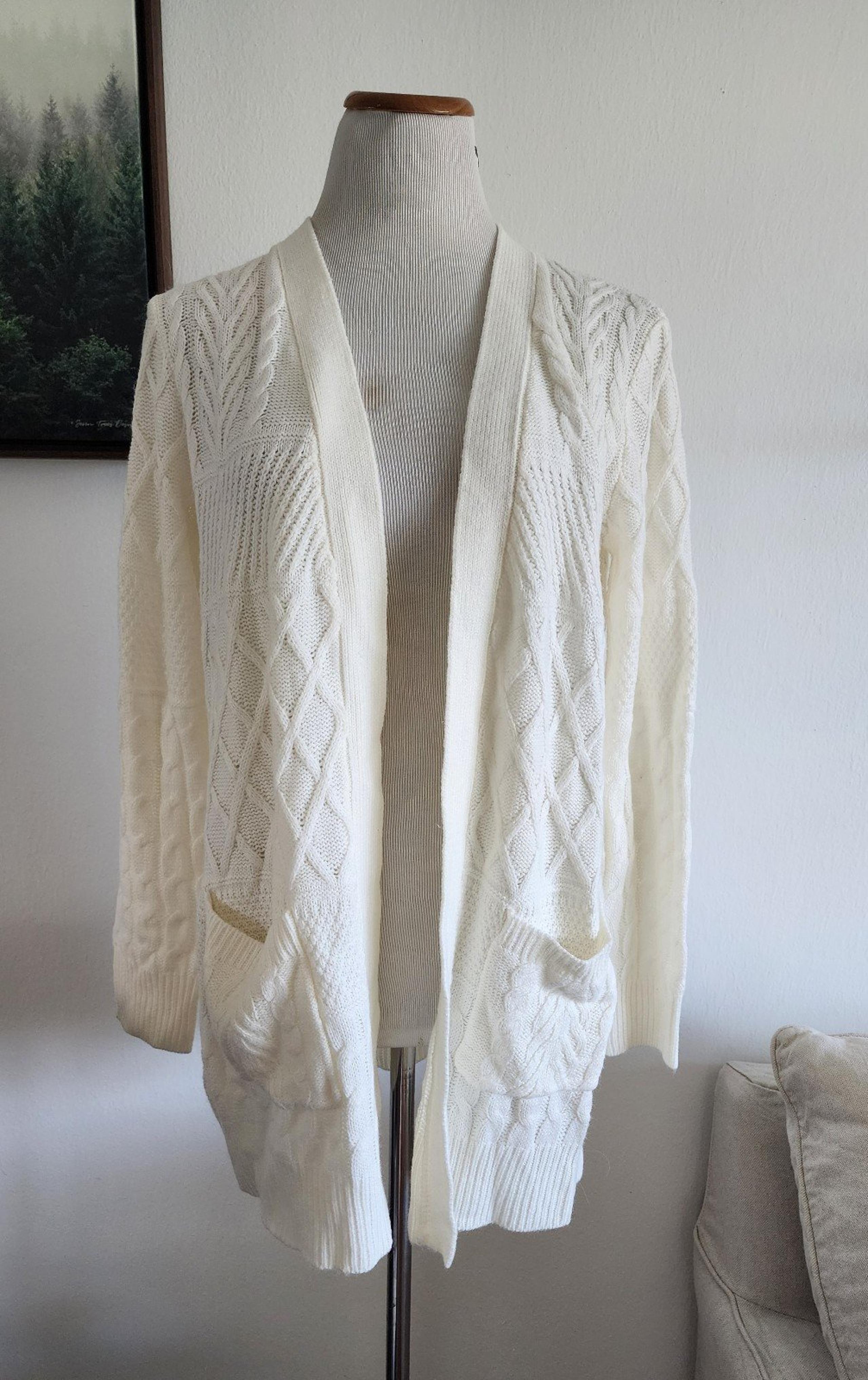 Faded Glory Women's Knit Ivory Cardigan Sweater Size L