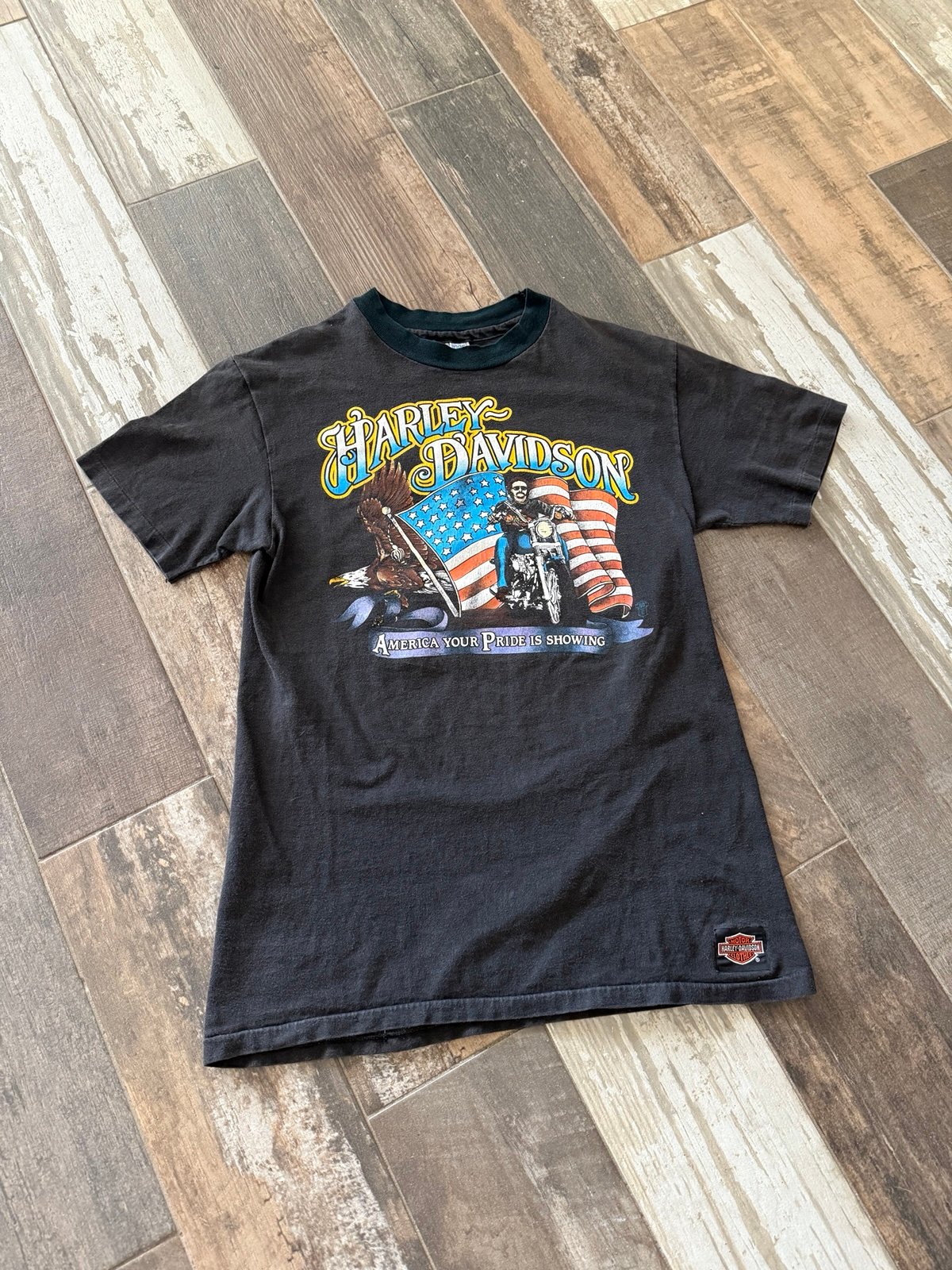 Vintage 1989 Harley Davidson biker t shirt size MEDIUM 80s vtg double sided tee