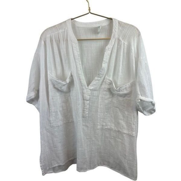 Sundance White Cotton Guaze Viscose Beachy Top Size Large