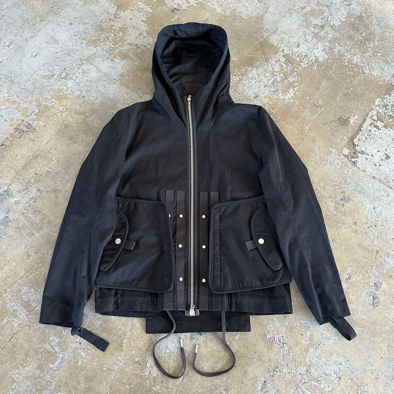 NWT Helmut Lang Black Hooded Utility Jacket Size XL Tactical NEW