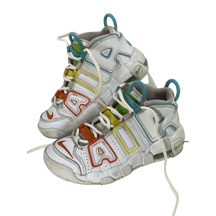 Nike Air More Uptempo GS Sneakers White Multicolor Letters Youth Size 2Y