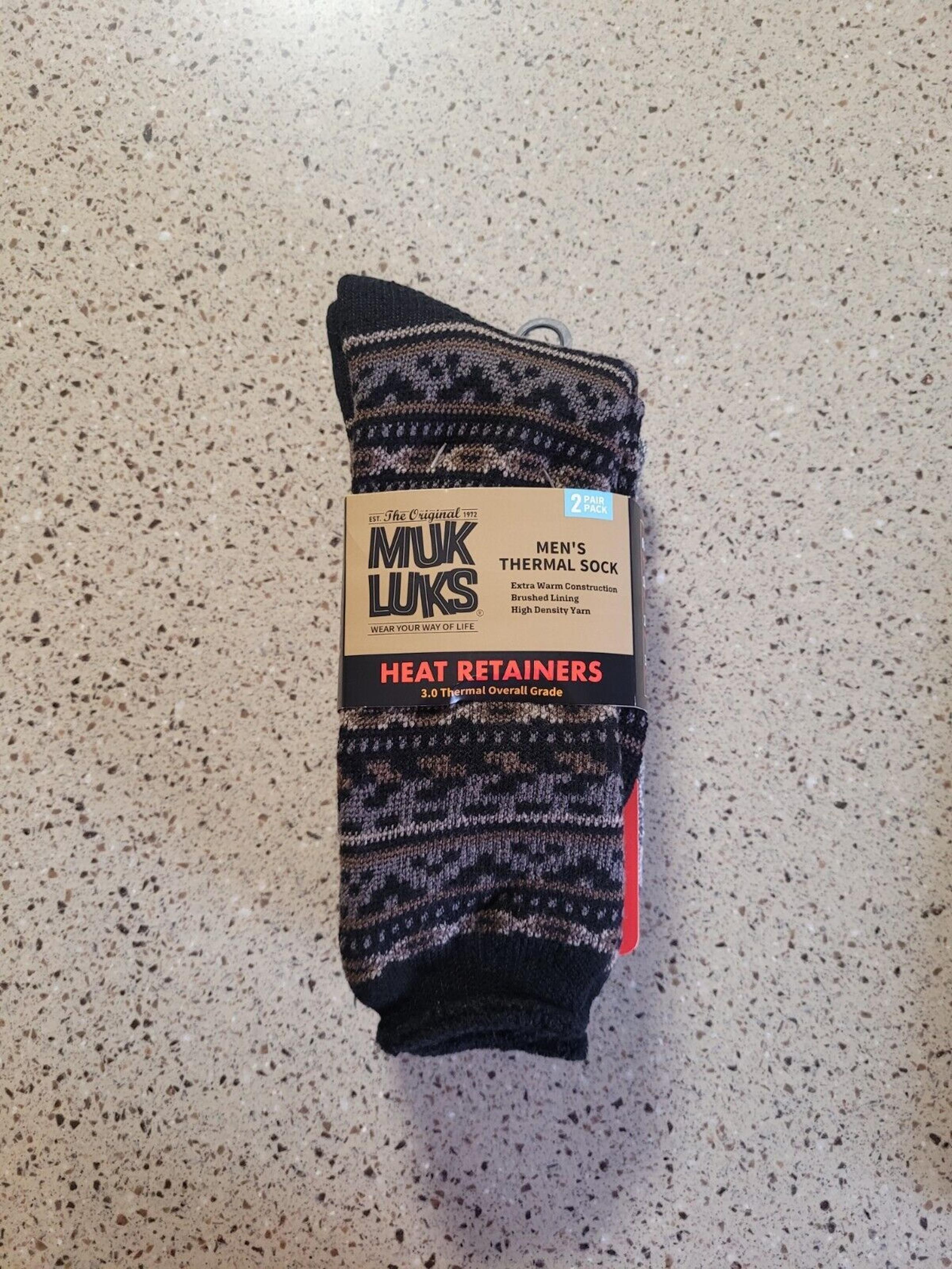 2 Pack Muk Luks Mens THERMAL Socks Warm Heat Retainers TOG 3.0 10-13 Shoe Size