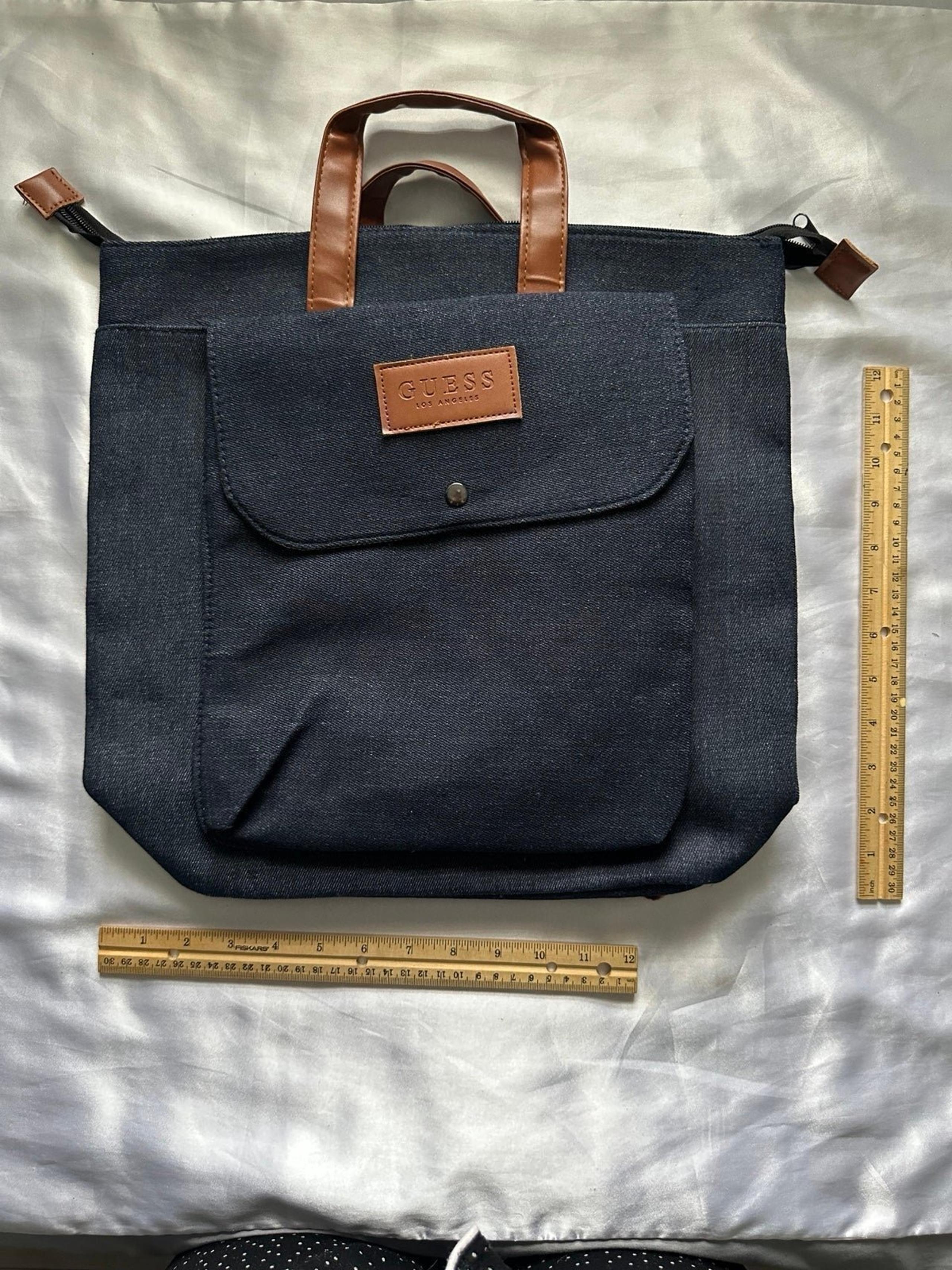 Vintage GUESS Convertible Dark-Wash Denim Tote Bag