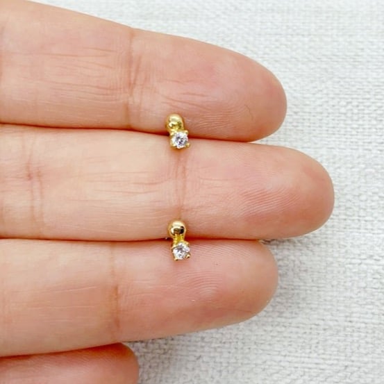Gold 18 K Baby Girl Zircon Earrings